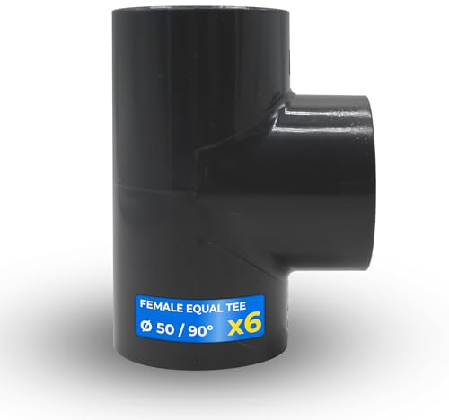 DOJA Barcelona Raccord en T PVC - Ø 50mm - Pack 6 - Manchon PVC Té 90° et Raccord PVC U, Installation Facile pour Polyvalence d'Applications et Robustesse - Tuyau, Plomberie