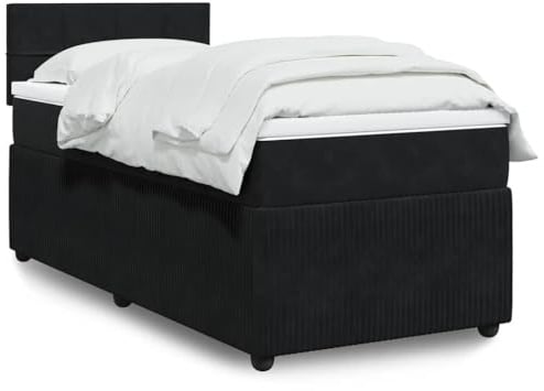 QZZCED Boxspringbett mit verstellbaren LED-Lichtern und weichem Samt-Matratzenauflage, Einzelmatratze mit unabhängigen Federn für individuelle Unterstützung und Komfort