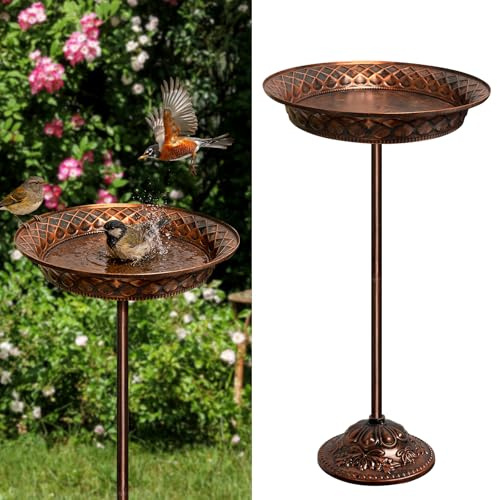 Bebedero Pajaros, Bañera para Pajaros, 70 x 27 cm, Comedero Pajaros Exterior, Comederos para Pajaros, Bird Feeder, Bañeras y Soportes Vintage, Exteriores, Jardín, Patio, Base Mejorada