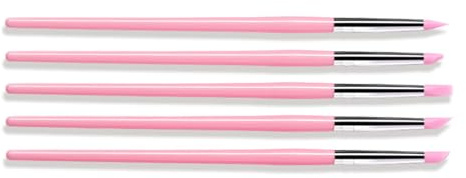 Lot de 5 pinceaux en silicone pour ongles artistiques et modelage d'argile avec poignées en bois - Accessoires pour salon de maison - Brosse en silicone pour la pâtisserie