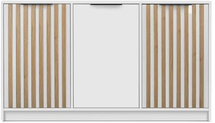 Masseno Kommode Garen 138 cm Sideboard mit Schubladen und 3 Türen für Wohnzimmer Schlafzimmer Modern 138x41x81 cm Weiß
