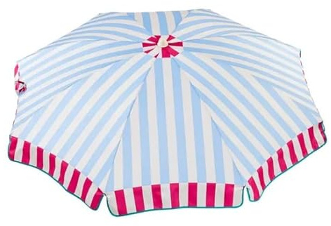 EZPELETA Sombrilla de Playa y Terraza a Rayas, Parasol Inclinable de Aluminio Ligero y Plegable, Protección Solar UPF 50+, Incluye Funda y Rosca