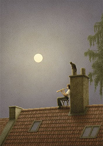 Inkognito Postkarte A6 • 22886 ''Flötenspieler Künstler: Quint Buchholz • Fantastik • Liebe & Romantik • Katzen