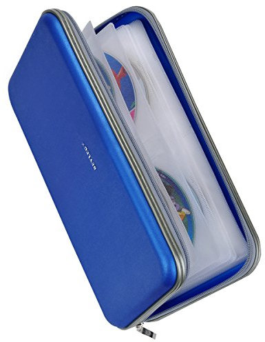 Wismart Aufbewahrungsbox für CDs/DVDs/Blu-Ray-Medien, robust, 72 F?Cher, Blau