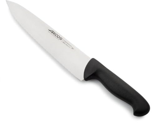 Arcos Couteau de Chef Professionnel - Lame Dentelée Acier Inoxydable NITRUM 25 cm - Durabilité et Précision de Coupe - Manche Polypropylène Noir - Série 2900