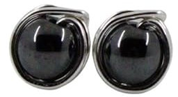 Ohrstecker Hämatit (Versilbert)