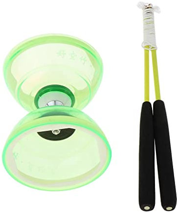 Générique F Fityle Diabolo à Trois Roulements avec Bâtons et Ficelle Jouet de Coordinations œil-Main pour Enfants et Adultes , Vert
