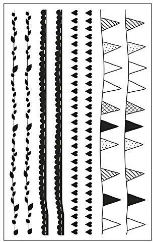 Rayher 50030000 Deko-Abziehmotive Bordüren, schwarz, hauchdünn, 2 Bögen je 10 x 16 cm, Tattoo, Aufkleber, Abziehbild, Wasserschiebebild, für glatte Oberflächen