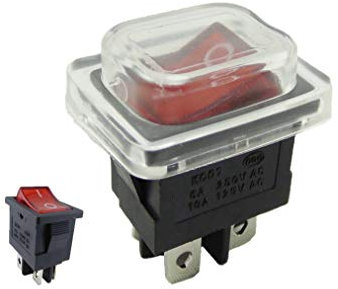 Einbau Wippschalter 19 x 13 mm, mit Wasserdichte Abdeckung, 2 polig (4Pins) rot (2)