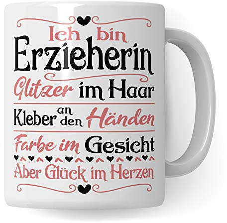 Pagma Druck Erzieherin Geschenk, Tasse Erzieherin Abschiedsgeschenk Kindergarten Becher, Erzieher Tasse Kaffeetasse, Geschenkidee für Erzieherin Abschied, Kaffeebecher Kindergärtnerin Kita