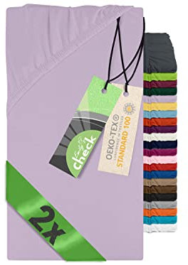 Emily´s Check 2er-Pack Spannbettlaken für Kinder- und Babybettmatratzen 1493.2123, 70 x 140 cm, Flieder