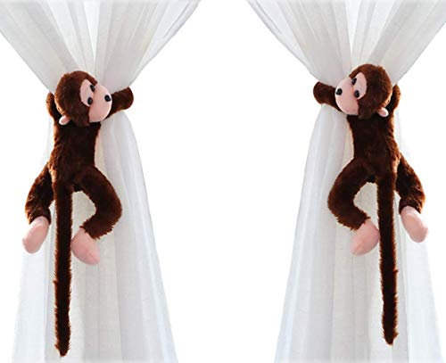 AIDIER 1 Paar Vorhang Raffhalter Haken AFFE Vorhang Clips Seil Tier Vorhang Zubehör Halter Vorhang Holdback Dekorative Raffhalter Haken Spielzeug für Kinderzimmer Wohnzimmer Home Office Fenster Büro