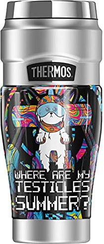 Rick and Morty Snowball Psychedelic Swirl THERMOS STAINLESS KING Stainless Steel Travel Tumbler, Vacuum insulated & Double Wall, 16oz