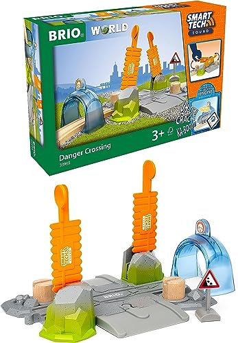 BRIO 33965 Smart Tech Sound Abenteuer-Bahnübergang - Kompatibel mit der Smart Tech Sound Reihe Interaktives Spielzeug empfohlen ab 3 Jahren