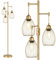 AONELAS Dimmable Industrial Floor Lamps for Living Room, Gold Tree Standing Tall Lamps with 3 Elegant Teardrop Cage Head & 800 Lumens LED Bulbs for Bedroom Office