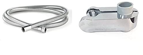 Aqualisa 164516 Shower Hose, 1.5m, Chrome-Plated Stainless Steel, 1.69 in*12.63 in*8.3 in & Pinch Grip Sliding handset Holder - 25mm - Chrome/Grey