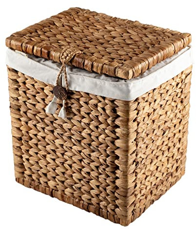 wohnfreuden Aufbewahrungs-Korb Bitbox aus Wasserhyazinthe mit Deckel Natur 35 cm