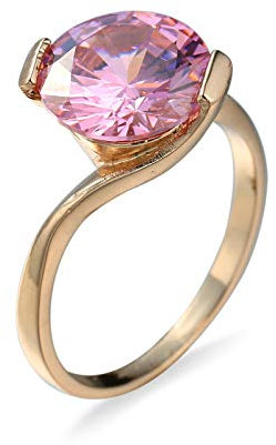 Homxi Verlobungsring Damen,Einfach Kreis Rosa Zirkonia Verlobungsringe Versilbert Rosa Größe 57(18.1)