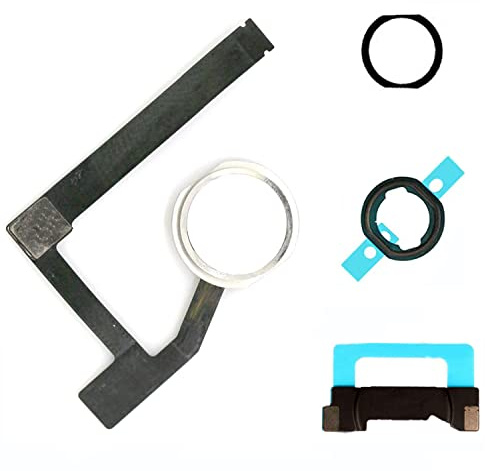 Home-Button Ersatz für iPad Mini 5 2019 20,1 cm (7,9 Zoll) A2133 A2124 A2125 A2126 inkl. Flexkabelstecker, Weiß (Silberring)