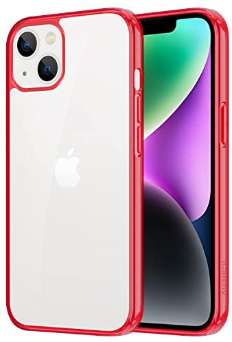iCatchy for iPhone 14 Case 6.1-Inch, Shockproof Bumper Phone Cover, Anti-Yellowing Clear Back Compatible with iPhone 14 (Red)