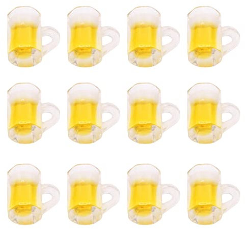 1/12 Puppenhaus Miniatur Bier Becher 12 Stücke Miniaturen Becher Bierglas Miniatur Bier Wein Mini Getränke Bierschale Schöne Plastikbier Becher Becher Modell für Puppenhaus