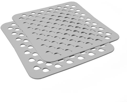 LAPAP | Tappetini per Lavello in PVC, Fantasia Malva, Set da 2 Pezzi, Misura Standard 32x29 cm, Adatta ad Ogni Lavello, qualità e Design Made in Italy, Facile da Lavare, più Igienico, Colore Grigio