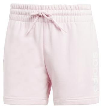adidas Donna Essentials Linear French Terry Shorts, Clear Pink/White, XL