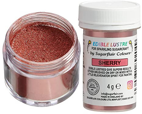 Sugarflair Sherry Edible Lustre Dust (E171 Free), Add a Lustrous Shine to Cakes or Decorations. Brush On or Add Rejuvenator to Create Eye-Catching Edible Paint - 4g