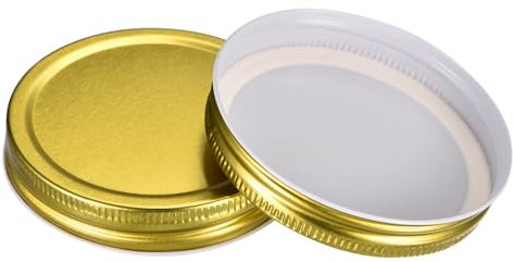 sourcing map Mason Jar Lids, 6 Pcs - Tinplate Canning Lids Wide Mouth Leak Proof Fits Storage Jars (Gold)