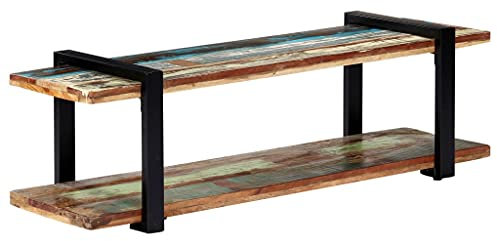 FIRBNUS TV-Schrank 130x40x40 cm Altholz Massiv Fernsehschrank TV Cabinet TV Unterschrank TV Schrank Holz Wohnzimmer Regal TV Regal Fernsehregal TV Stand Cabinet Fernseher Regal TV Schrank Regal