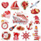 Capoda 16 Pieces Valentine's Day Cruise Door Magnets Decorations Valentines Ship Car Refrigerator Magnets Stickers Anchor Cruise Cabin Door Fridge Magnetic Decorations