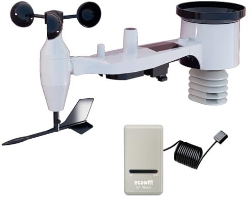 ECOWITT Stazione meteo GW1201, 7 in 1 unità sensore wireless alimentato ad energia solare per esterni WS69, 3 in 1 Gateway Wifi per interni GW1200, Controllo intelligente del collegamento IOT