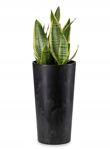 HowHomely Blumentopf Gross Hoch 47 cm mit Pflanzkübel Einsatz 26 cm Durchmesser - Schwarz Pflanzkübel Groß aus Kunststoff für Deko Wohnzimmer Garten oder Terrasse