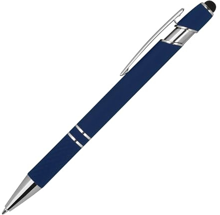 Touchpen Kugelschreiber aus Metall / mit Muster / Farbe: dunkelblau