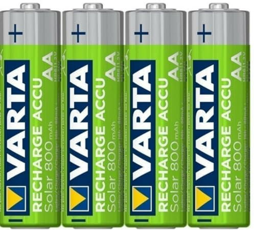 1 batterie solaire Varta AA 800 mAh 1,2 V Mignon NiMh 56736 en vrac + 2 boîtes de rangement pour 4 piles Mignon (AA) ou Micro (AAA) et piles avec logo