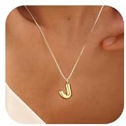 Halora Bubble Letter Necklace Gold Balloon Initial J Necklace Kette Mit Buchstaben Halskette Anhänger Buchstabenkette Damen