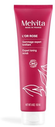 Melvita - Gommage Expert Tonificante - L'Or Rose - Straffendes Körperpeeling - Peelt und glättet die Haut - Rosa Beeren, schwarzer Pfeffer - 150 ml