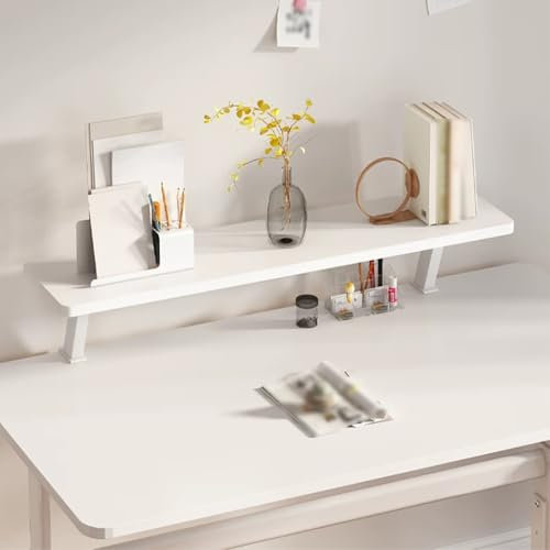 SolarBliss Clamp on Desk Organizer Shelf,Monitor Riser Stand for Gaming Devices or Office Desk Accessories and More,White-23.6x7.8x8.6in