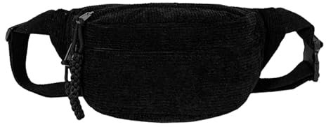 Umhängetasche Damen, Bauchtasche Damen Klein, Modische Cord Crossbody Bag Damen,Cord Bauchtasche Gürteltasche Hüfttaschen für Outdoor Sport Reise Laufen Schule(Farbe:Schwarz)