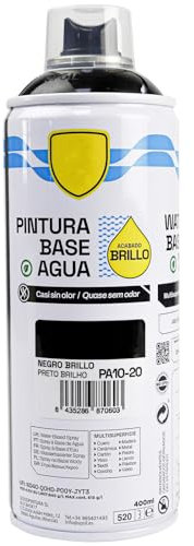 various - Pintura Spray Base Agua 400ml,Ecológica y Sin Olor,Para Muebles,Metal,Plástico y Madera,Colores Duraderos,Cobertura Uniforme - Negro Brillo,1 unidad