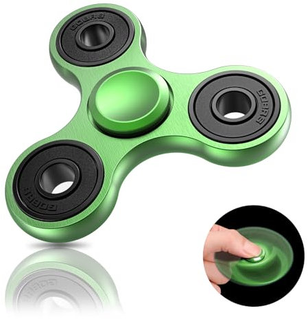 Coolden Fidget Spinner Metall Fidget Toys EDC Hand Spinner Hochwertig Schleuderzeit 2-5 Min Angst Anti Stress Spielzeug Geschenk für Kinder Erwachsene Edelstahl Finger Kreisel für Büro Schule Grün