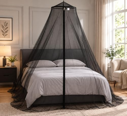 Moskitonetz, Betthimmel mit Reißverschluss, Kuppelzelt, universelles Moskitonetz für Bett, Einzel-, King-Size-Hängenetz für den Außenbereich, Schlafzimmer, Schwarz