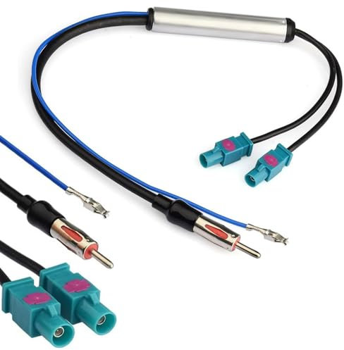 Autoradio Antennenadapter Fakra Splitter, DIN Stecker auf Doppel Fakra Splitter Adapter, mit Phantomeinspeisug Kompatibel mit Autoradio Empfänger/GPS Hauptgerät