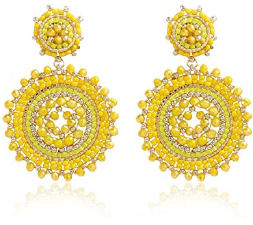 Gelbe Perlenohrringe für Frauen Saatperle Sommer Strand Boho Statement Baumeln Handgemachte Ohrringe Schmuck
