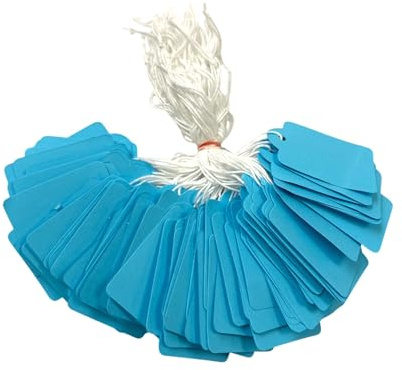 Pack of 100 Large Blue Strung Tags Price Tickets 36 x 53mm