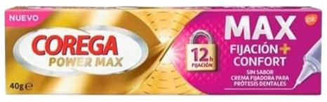 Corega Max Fijación y Confort, Crema Fijadora para Prótesis Dentales sin Sabor, para Fijación y Comodidad, 40 gr