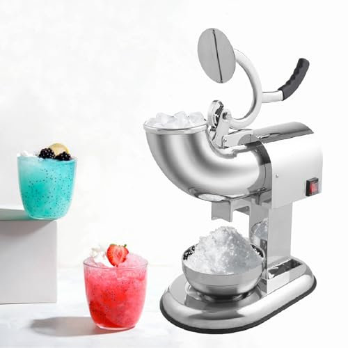 Macchina per Granite - Tritaghiaccio Commerciale, Elettrica per Granita/Ghiaccio Tritato, 100kg/H 1420g/min, Corpo Intero in Acciaio Inox, Doppie Lame,220V