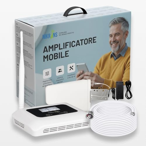 Nikrans Amplificatore 4G LTE 800 MHz - Ripetitore di Segnale Mobile per Interni fino a 300 m² - Compatibile con Tutti gli Operatori - Certificato CE & RoHS