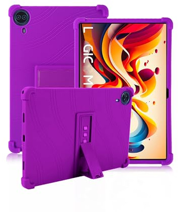 Coque pour Logicom Tab XXL 14 Pouces,daunke Silicone Souple,avec Support Rabattable,Légère aux Chocs,Anti-Rayures,Protection complète,Violet
