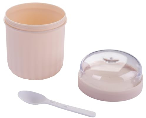 FACKELMANN x Pamela Reif Lunchpot – 500 ml inklusive Löffel, Für Suppen, Eintöpfe und Joghurt, Auslaufsicher und Mikrowellengeeignet, Spülmaschinengeeignet, Pastell Beige